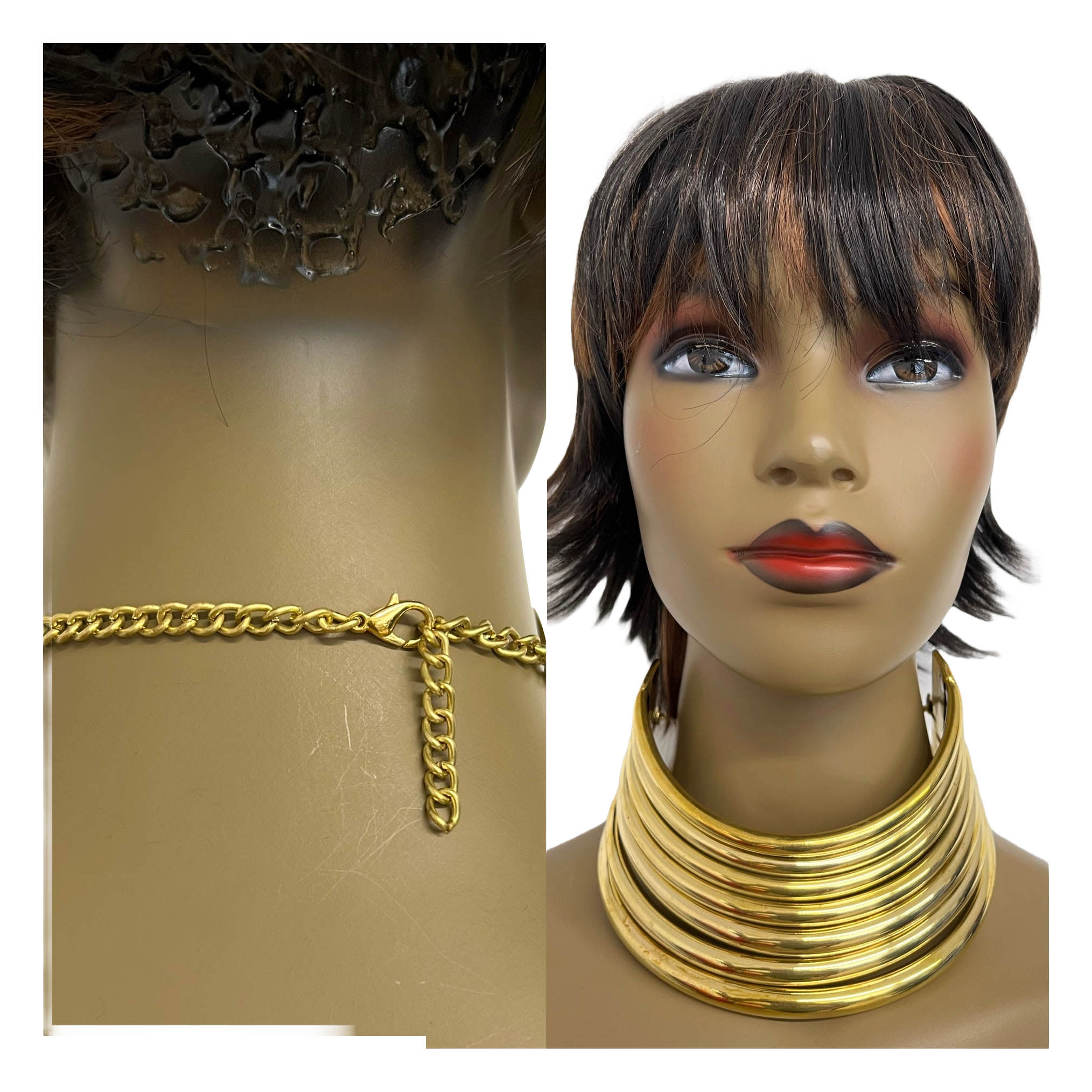 Women's Brass Gold Plated Choker Necklace