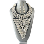 African Cowrie Shell Tribal Design Necklace with Cowrie Shell Earrings