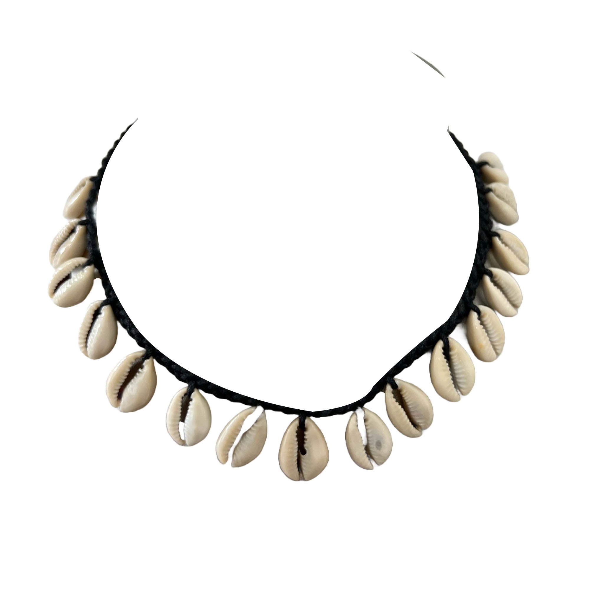 African Single Line Cowrie Shell Necklace -- SET OF DOZEN ONLY