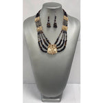 African Elephant Tribal Black Beaded Necklace Set -- Jewelry A22