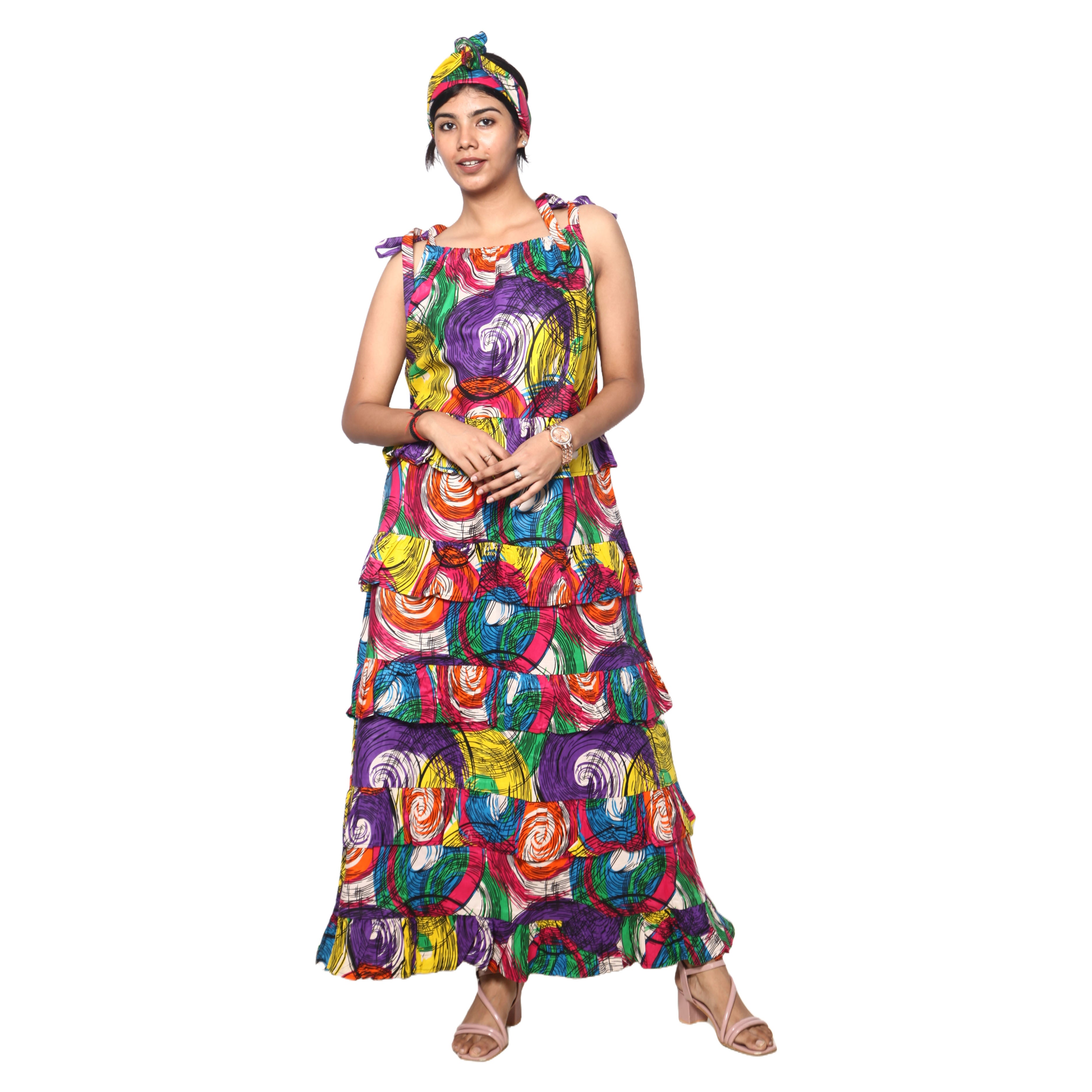 Women's Square Neck Layered Maxi Dress -- Fi-3142 Women's Square Neck Layered Maxi Dress -- Fi-3142