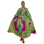 Women's Dashiki Long Sleeve Maxi Wrap Dress -- FI-D56D