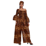 Women's Off Shoulder Long Sleeve Jumpsuit -- FI-3077