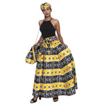 Women's Printed Tie Waist Maxi Skirt with Handbag - FI-32P
