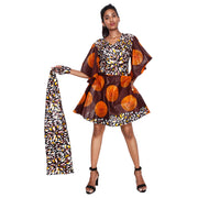 Women's African Short Sleeve Mini Wrap Dress
