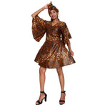 Women's Short Sleeve Mini Wrap Dress -- FI-3099