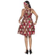 Women's African Print Halter Mini Dress - Back
