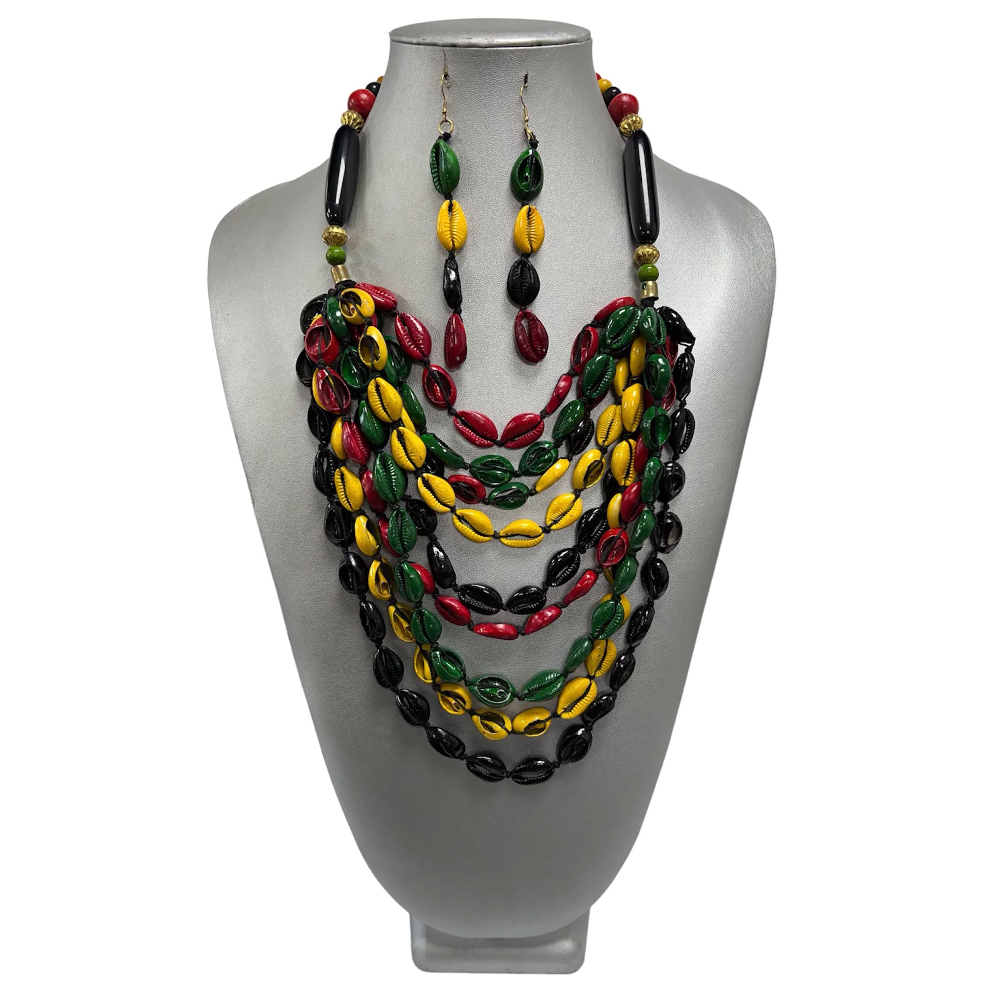 Women's Multi Strand Cowrie Shell Necklace Set