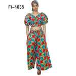 Women's Printed Sweetheart Crop Top Pant Set -- FI-4035