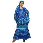 African Women's Dashiki Long Sleeve Peplum Skirt Set -- FI-3009D