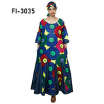 Women's Printed and Denim Long Sleeve Maxi Dress -- FI-3035