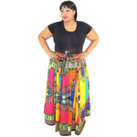 Women's Rainbow Dashiki Maxi Skirt With Elastic Waist - 1864 OM