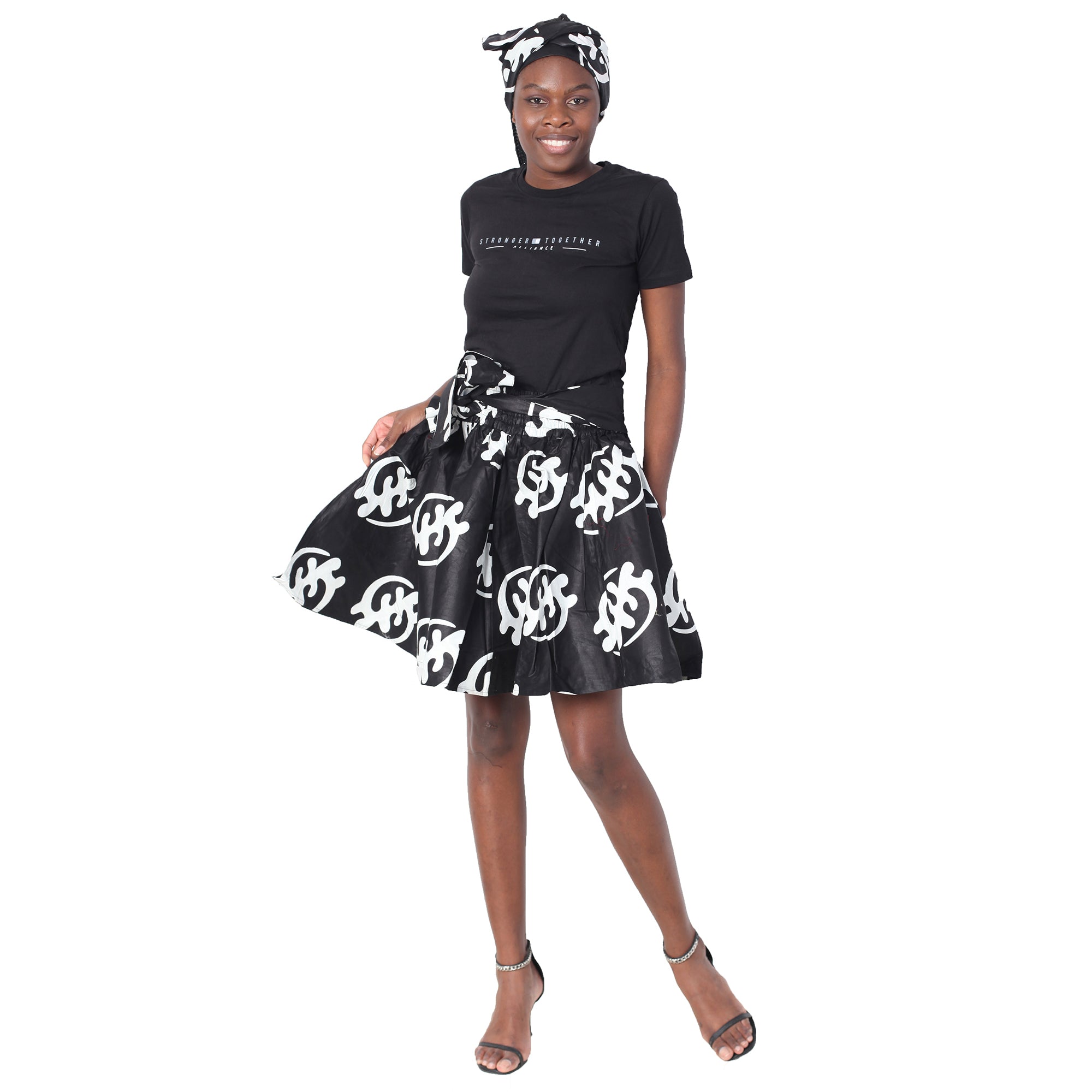 Women's African Printed Mini Skirt with Tie Waist -- FI-51P