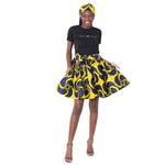 Women's African Printed Mini Skirt with Tie Waist -- FI-51P
