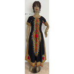 Women's Short Sleeve Dashiki Maxi Dress With Smocking -- FI-5007