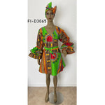 Women's Dashiki Layered Sleeve Wrap Dress - FI-D3065