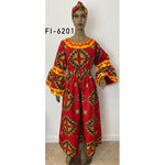Women's Printed Bell Sleeve Maxi Dress - FI-6201