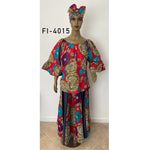 Women's Printed Flare Sleeve Denim Skirt Set - FI-4015