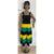 Women's African Square Neck Smocking Tricolor Dress