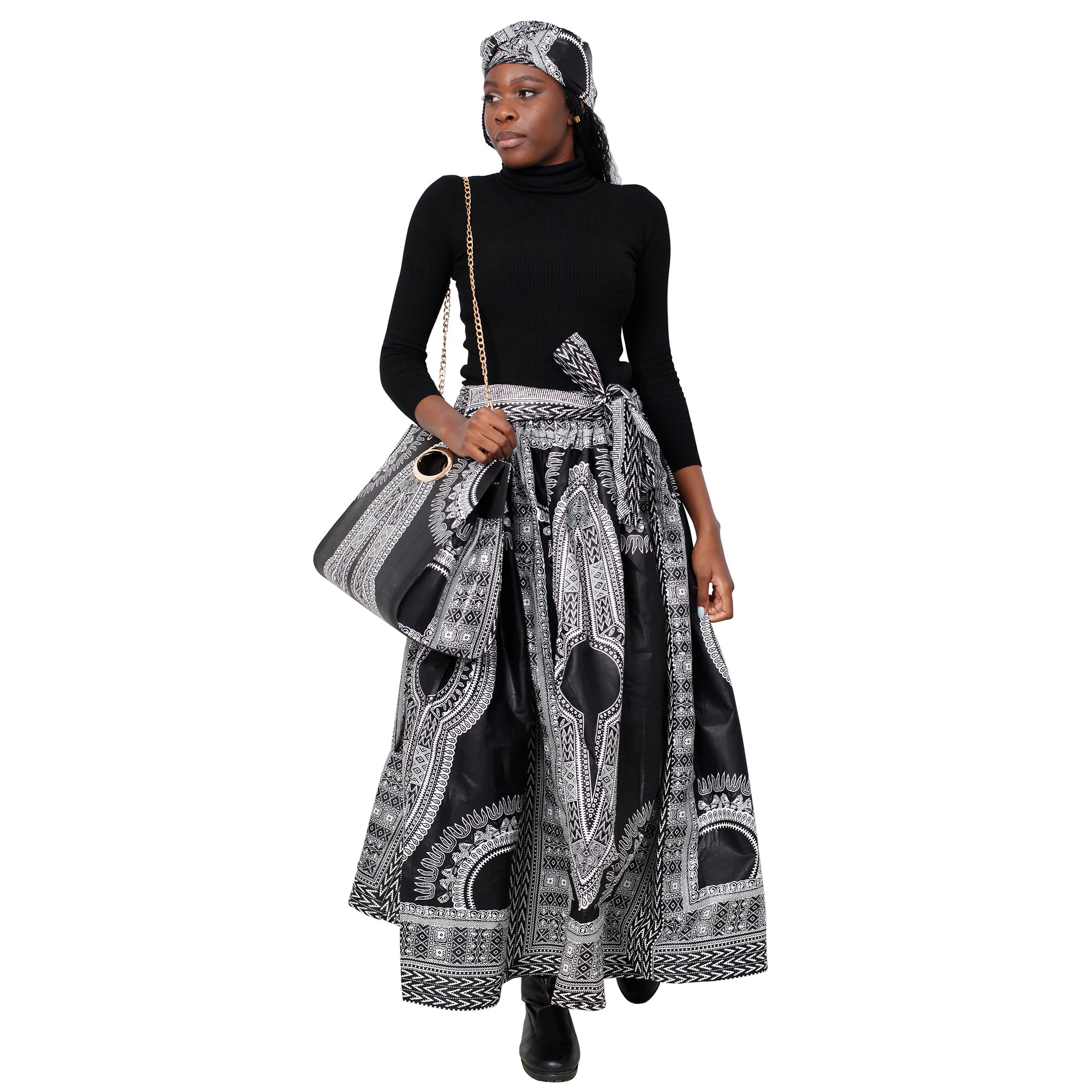 Women's Dashiki Skirt with Matching Handbag -- FI-38 With Bag