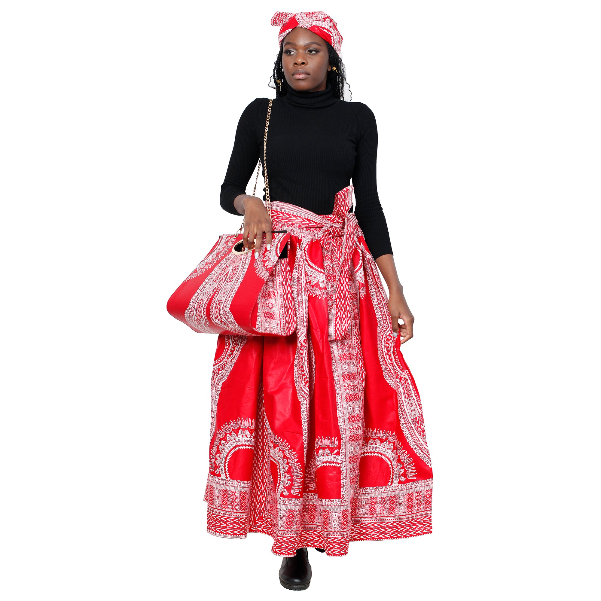 Women's Dashiki Skirt with Matching Handbag -- FI-38 With Bag
