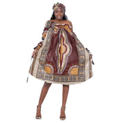 Women's Dashiki Off Shoulder Short Dress with Ruffle Sleeves -- FI-D3006D