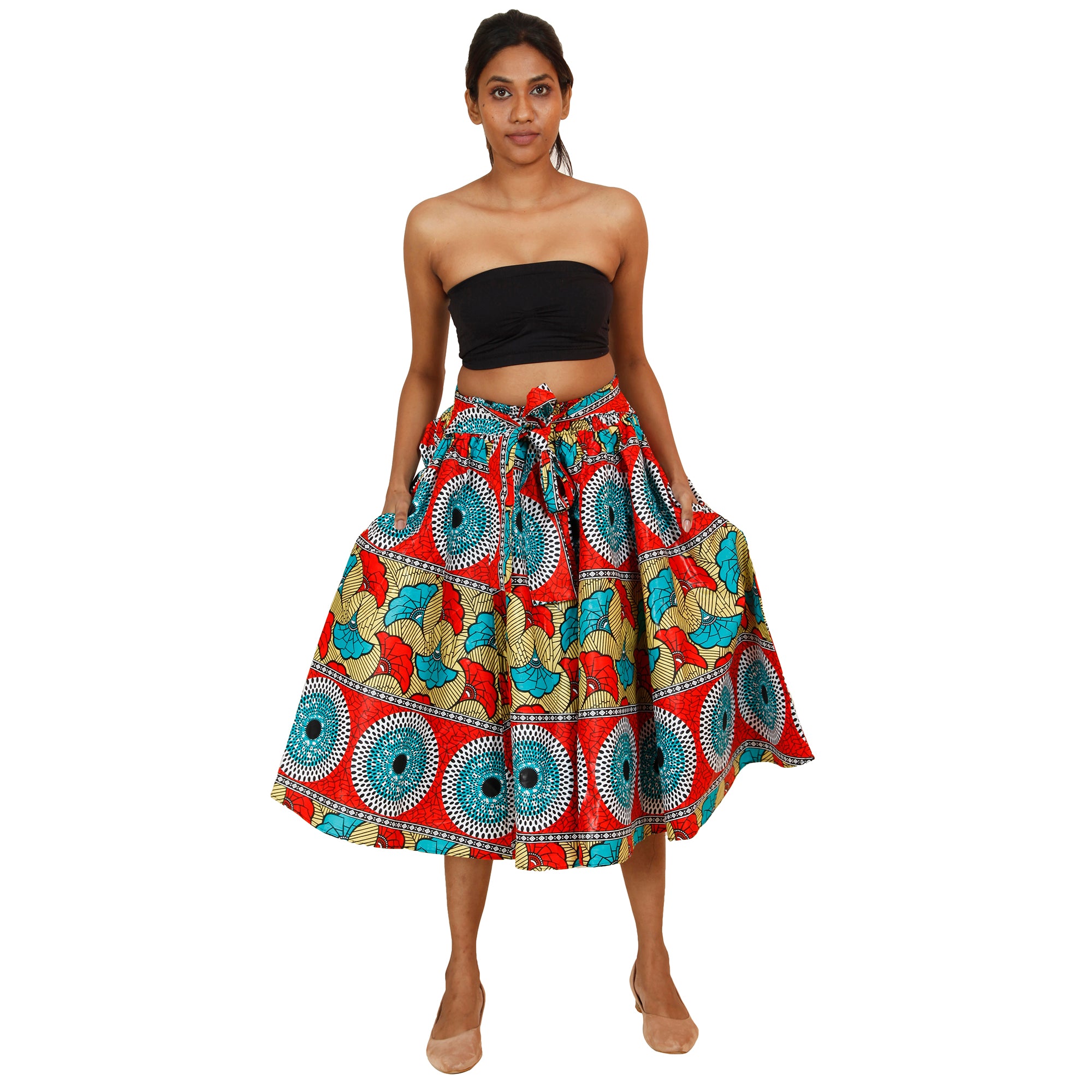 Women's African Printed High Waisted Short Skirt - FI-36