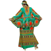 African Women's Dashiki Long Sleeve Peplum Skirt Set -- FI-3009D