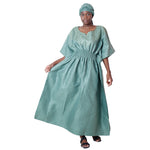 Women's Short Sleeve Smocking Waist Maxi Dress -- FI-7010