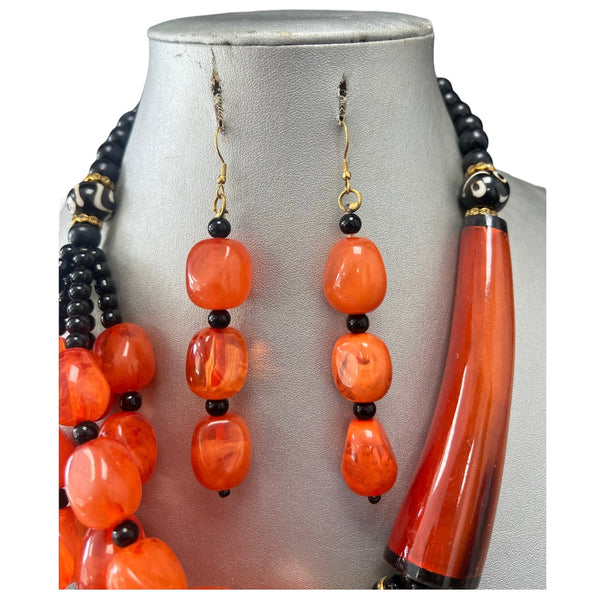 Women's Beaded Wooden Necklace Set -- Jewelry 55