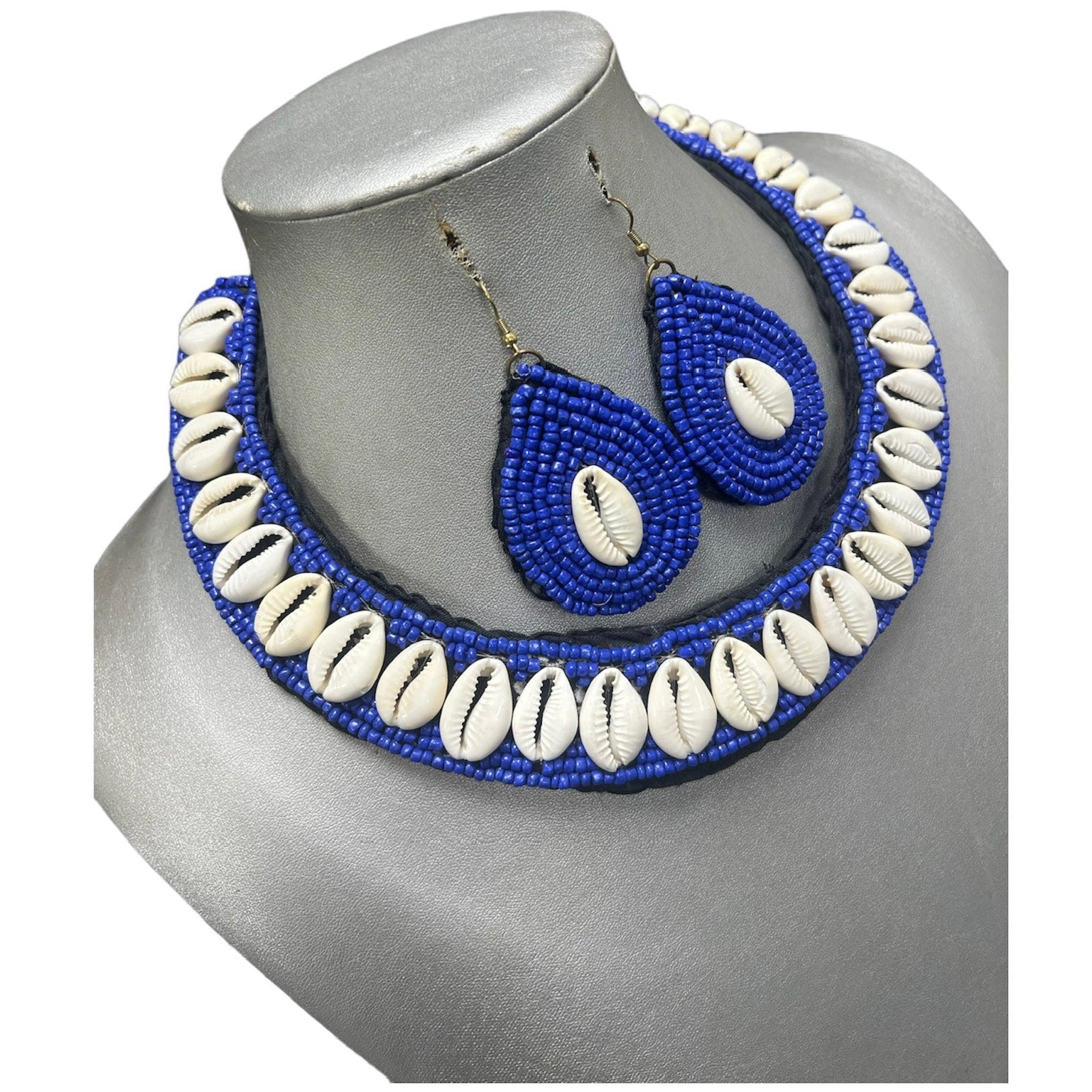 Women's Cowrie Shell Choker Beaded Necklace Set