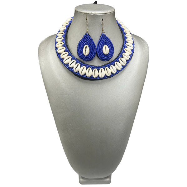 Women's Cowrie Shell Choker Beaded Necklace Set