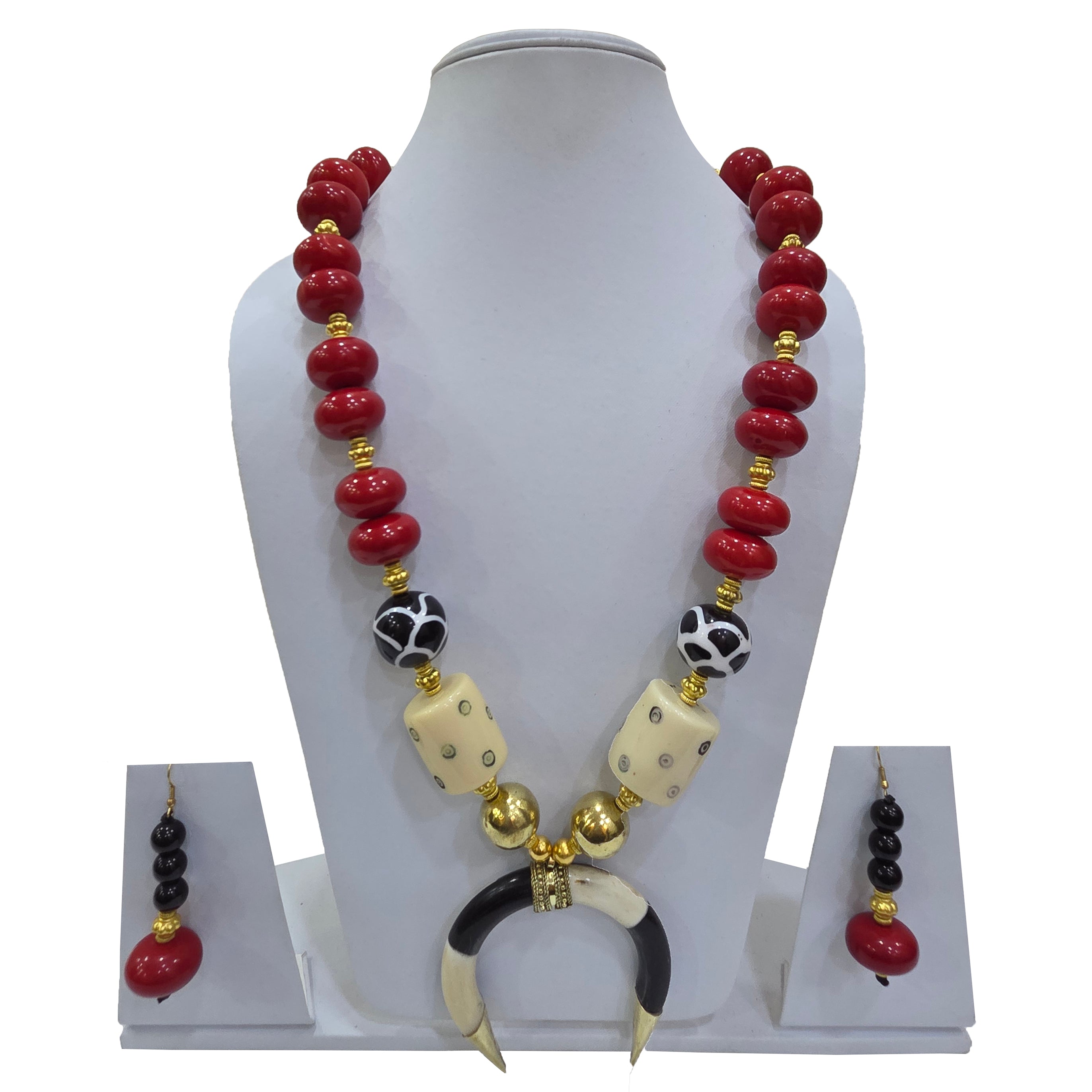 Beaded Two Color Horseshoe Necklace