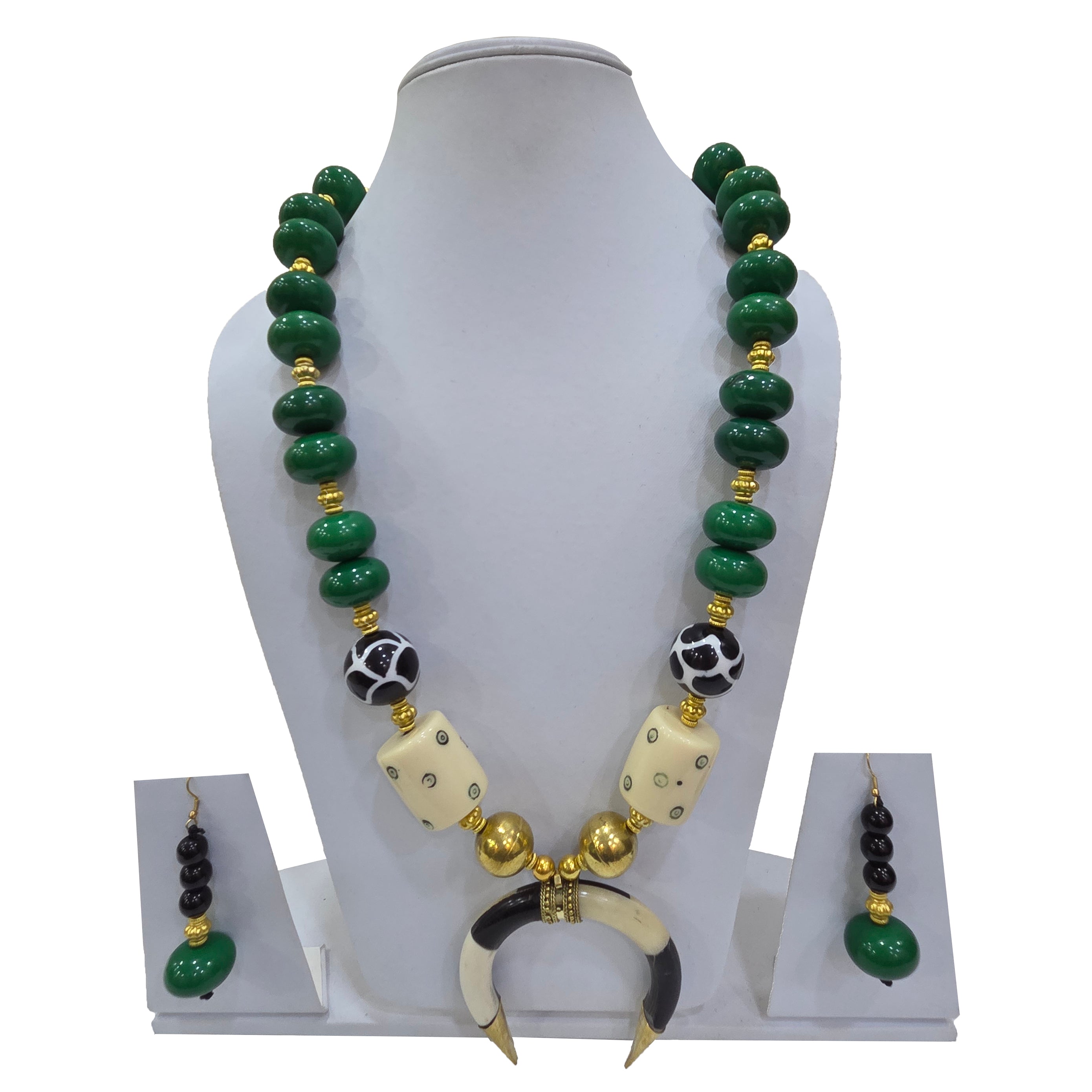 Beaded Two Color Horseshoe Necklace