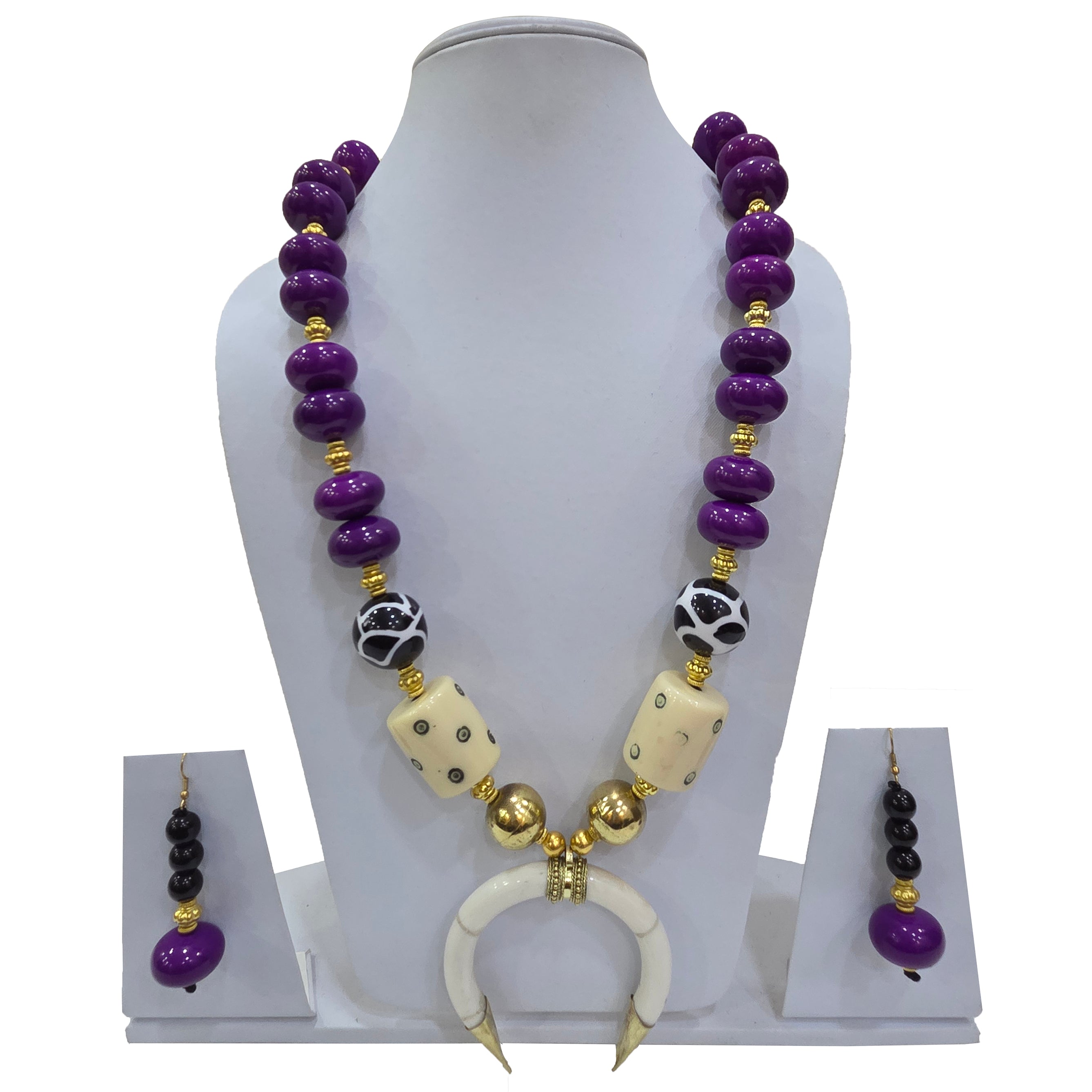 Beaded Two Color Horseshoe Necklace