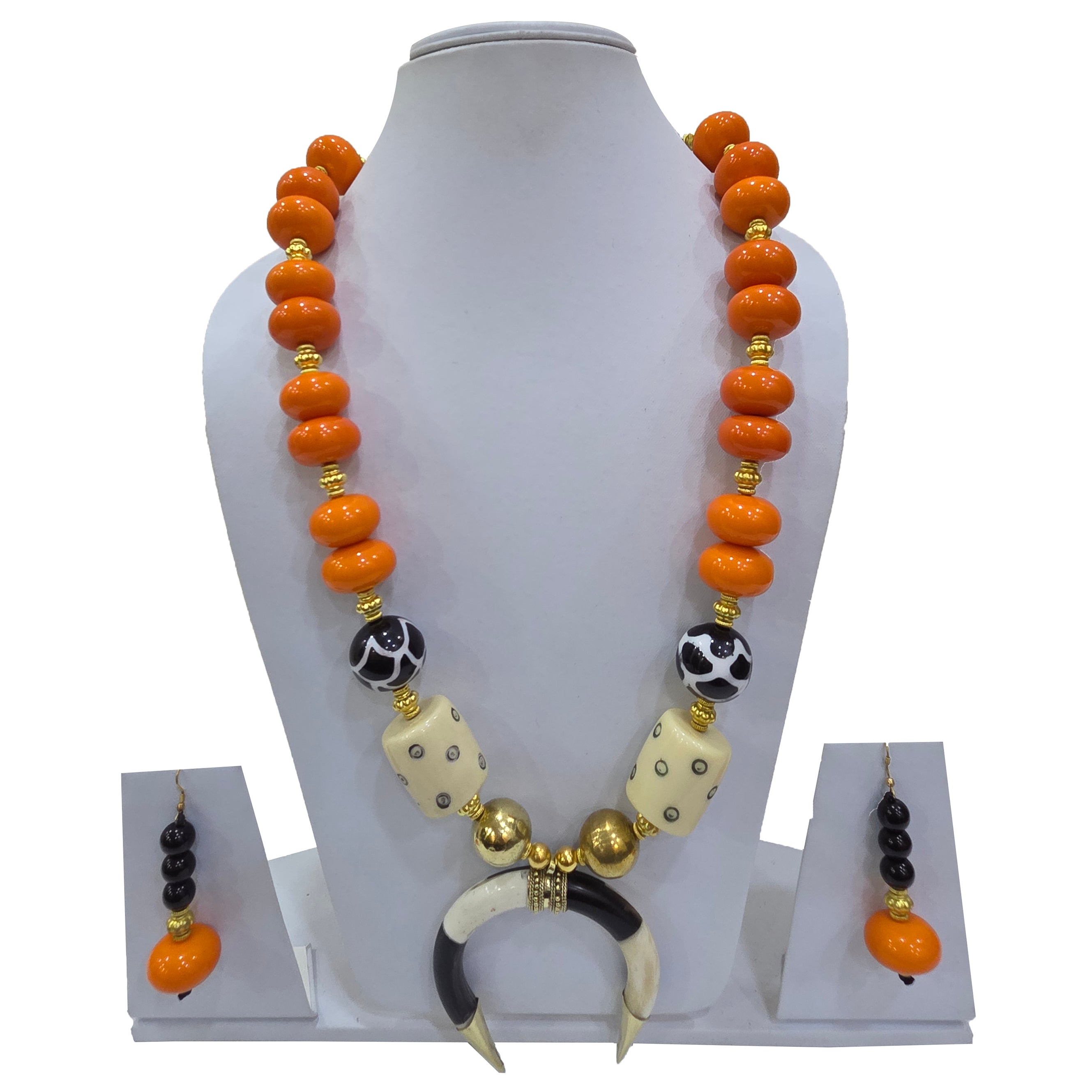 Beaded Two Color Horseshoe Necklace