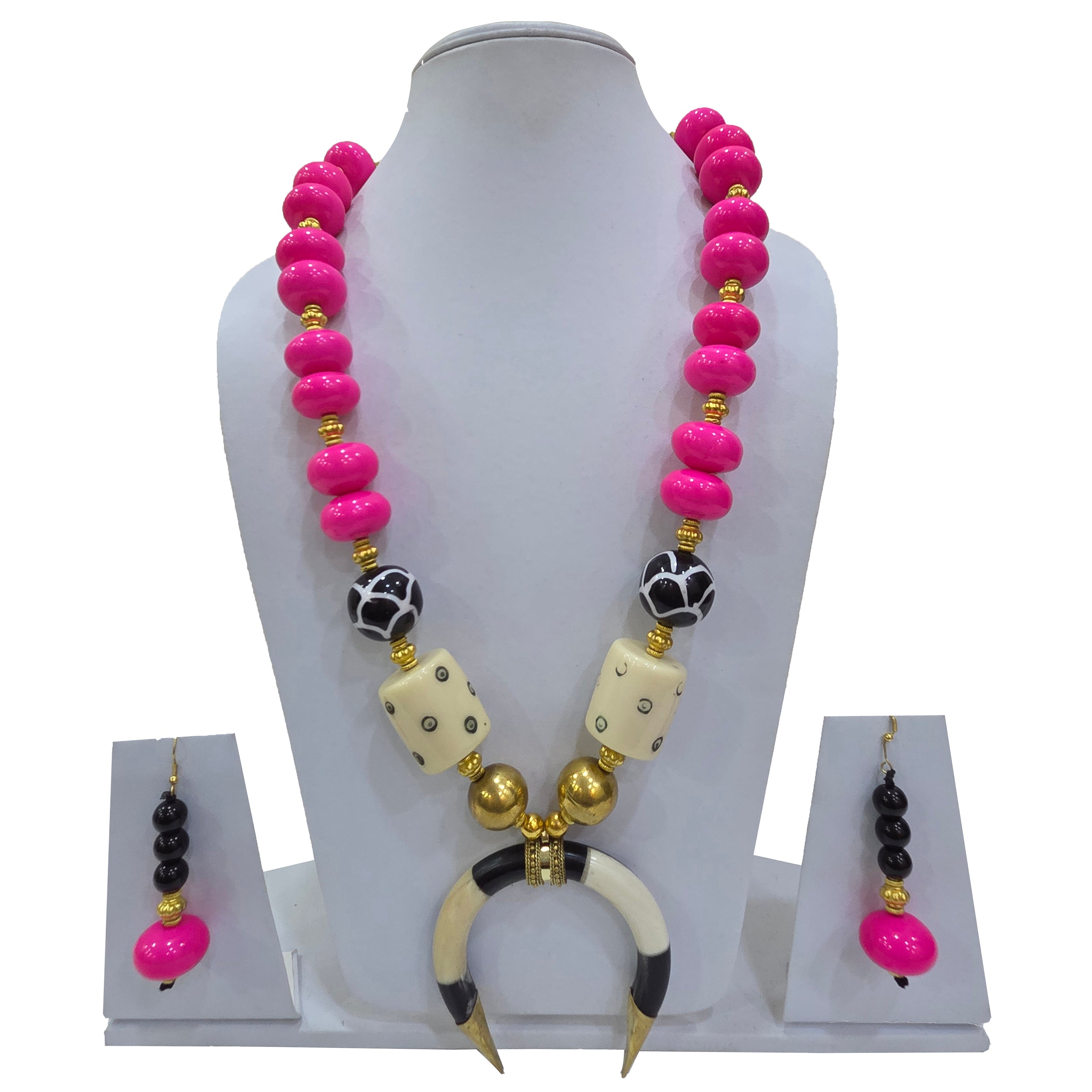 Beaded Two Color Horseshoe Necklace