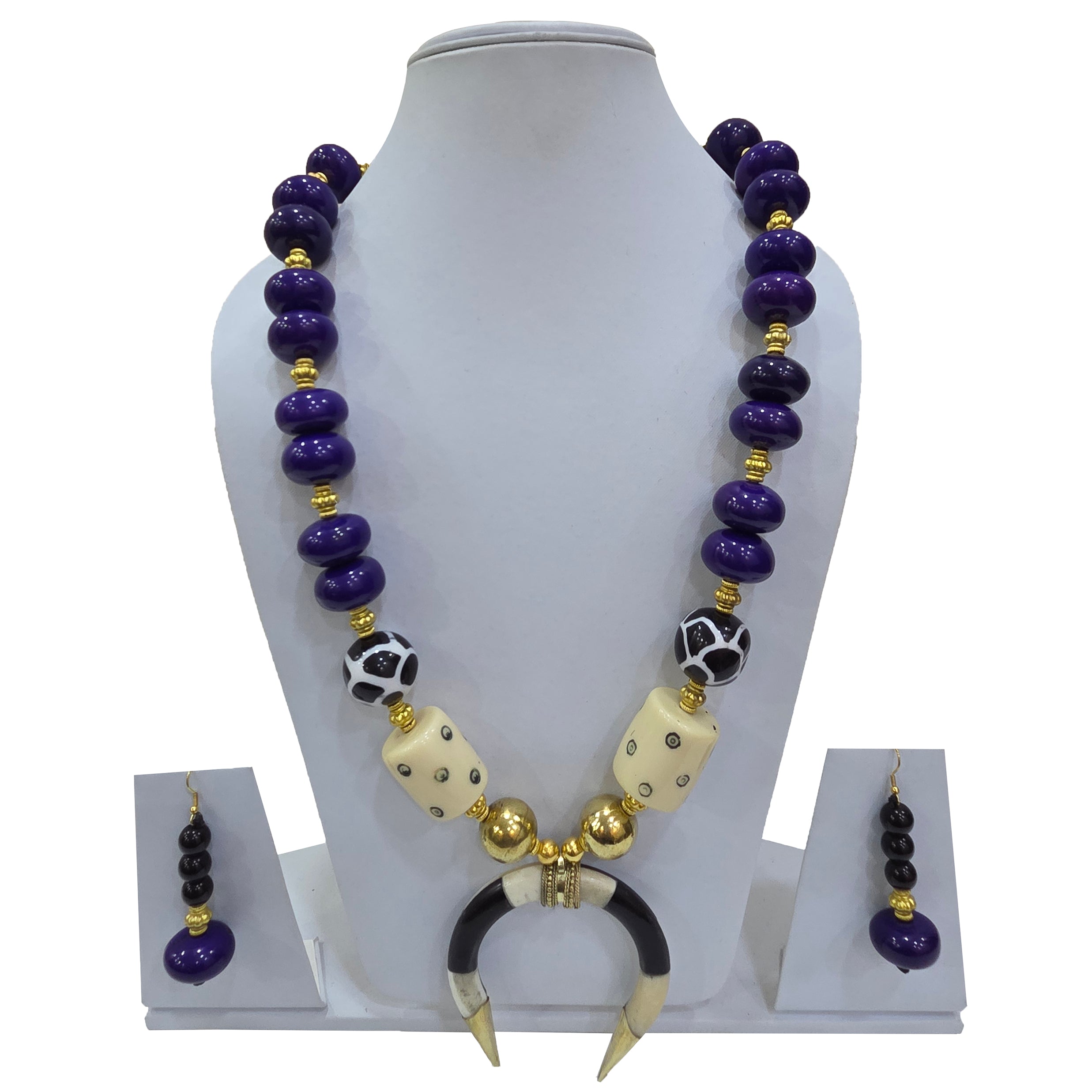 Beaded Two Color Horseshoe Necklace