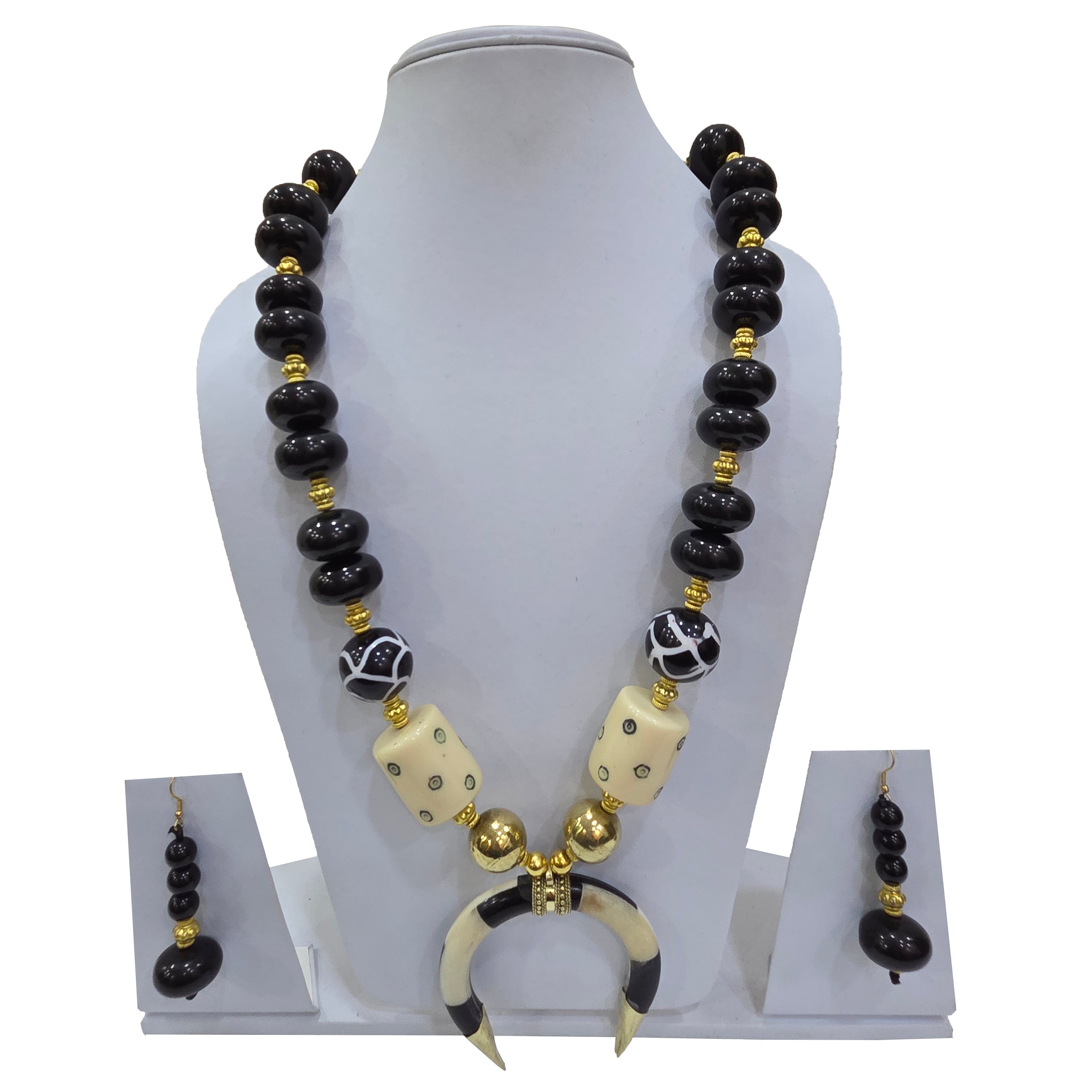 Beaded Two Color Horseshoe Necklace