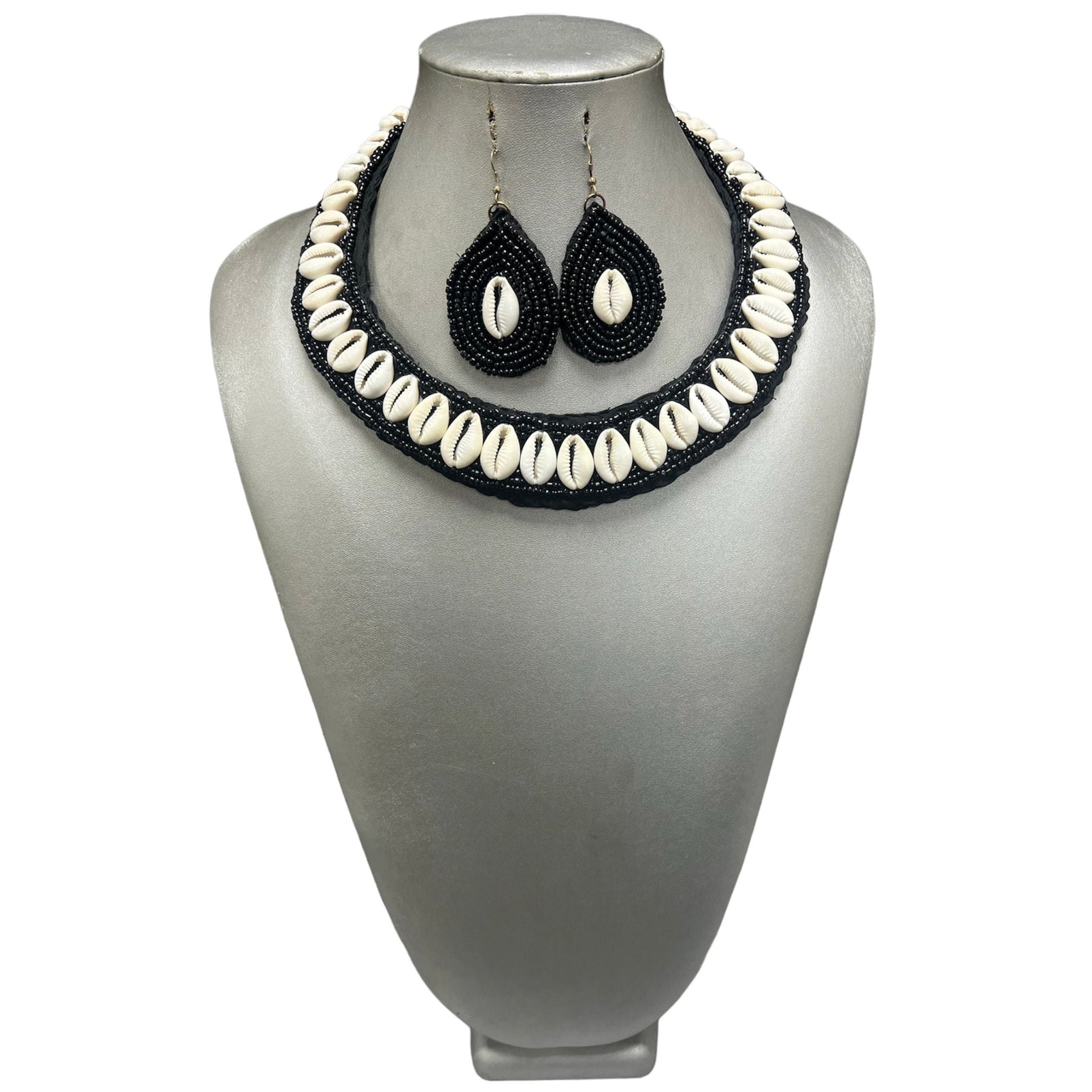 Women's Cowrie Shell Choker Beaded Necklace Set -- Jewelry 48