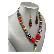 Women's Tribal Necklace Set with Multicolor Beads