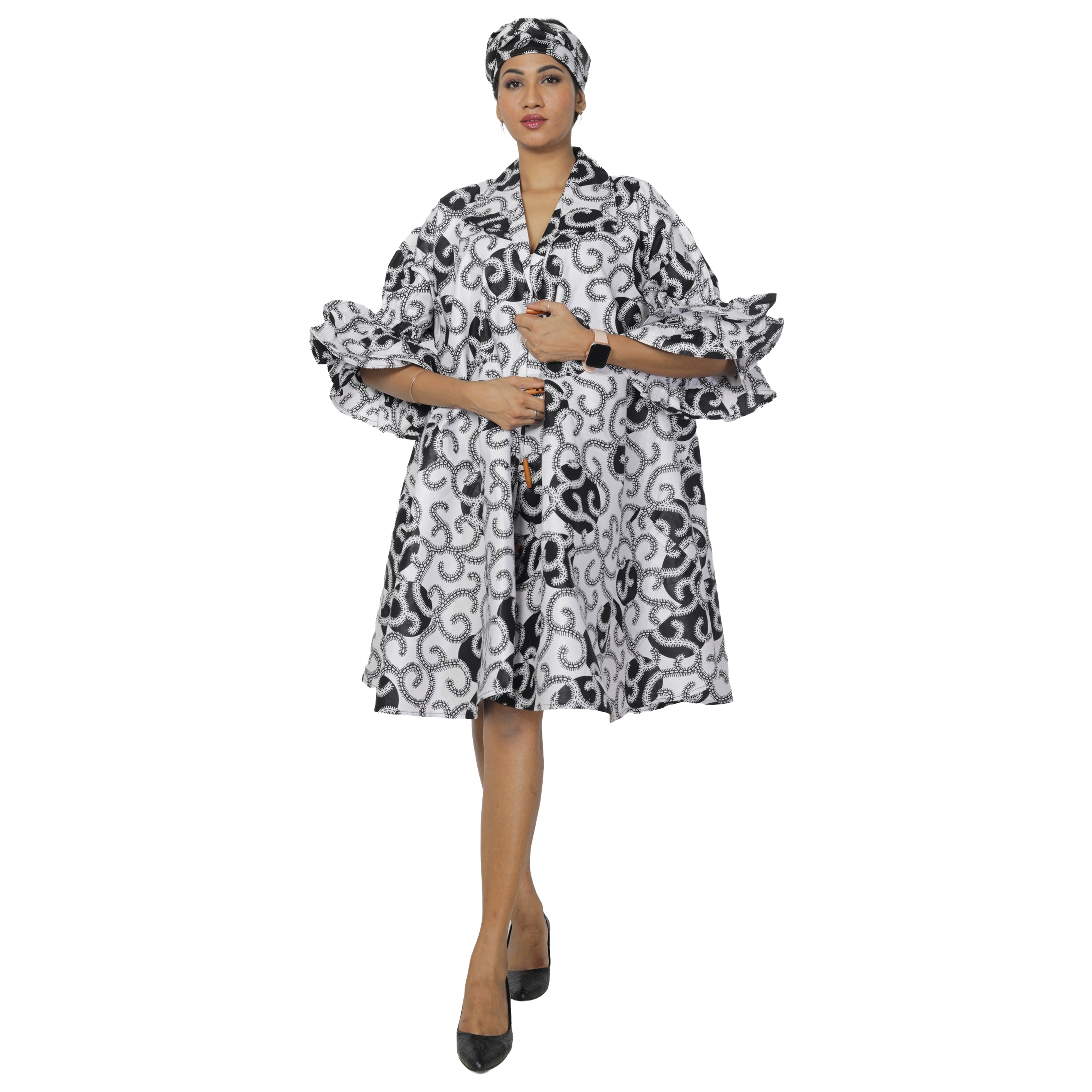 Women's Wide Short Jacket with Ruffle Sleeves -- FI-3133