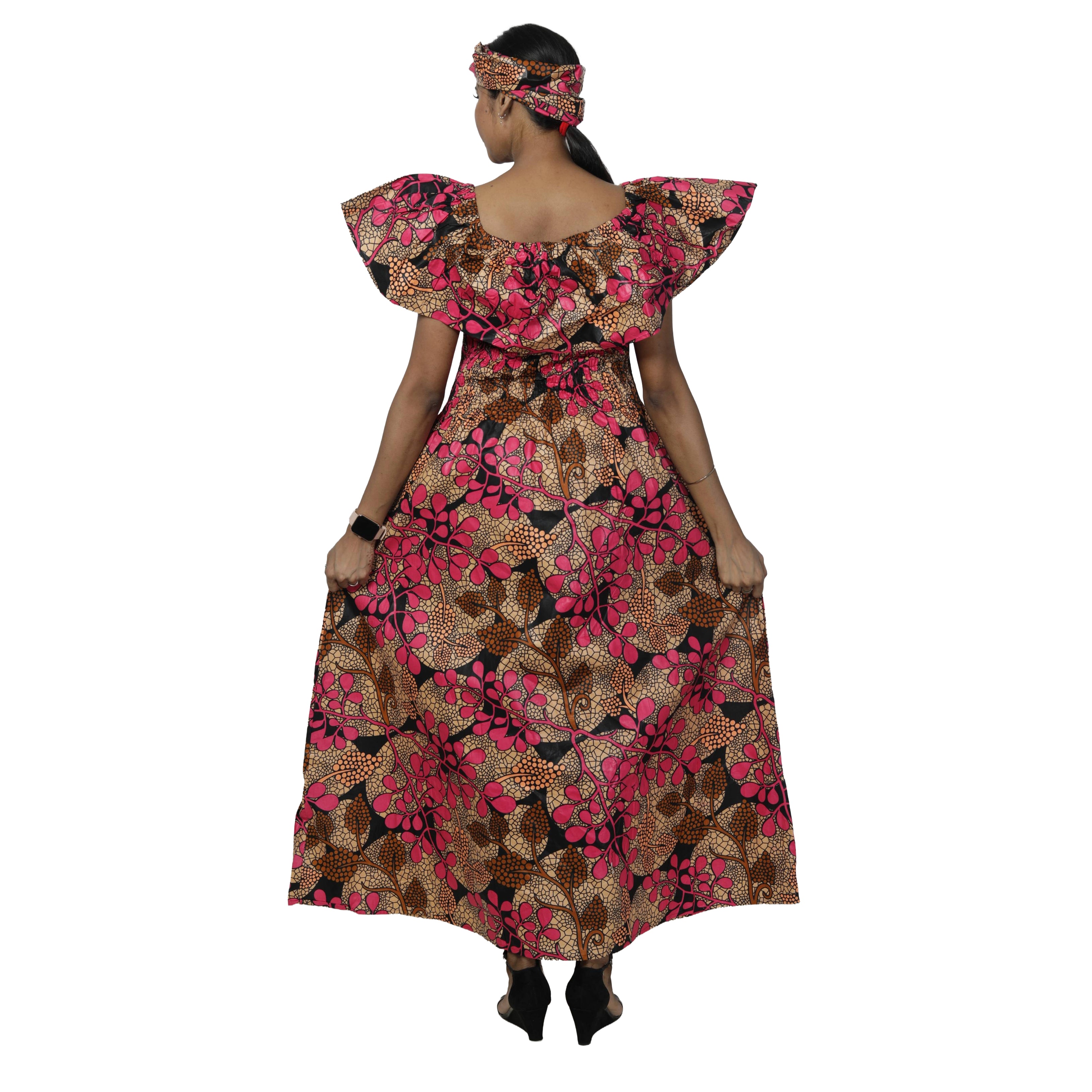 Women's Off Shoulder Smocking Maxi Dress -- FI-3014