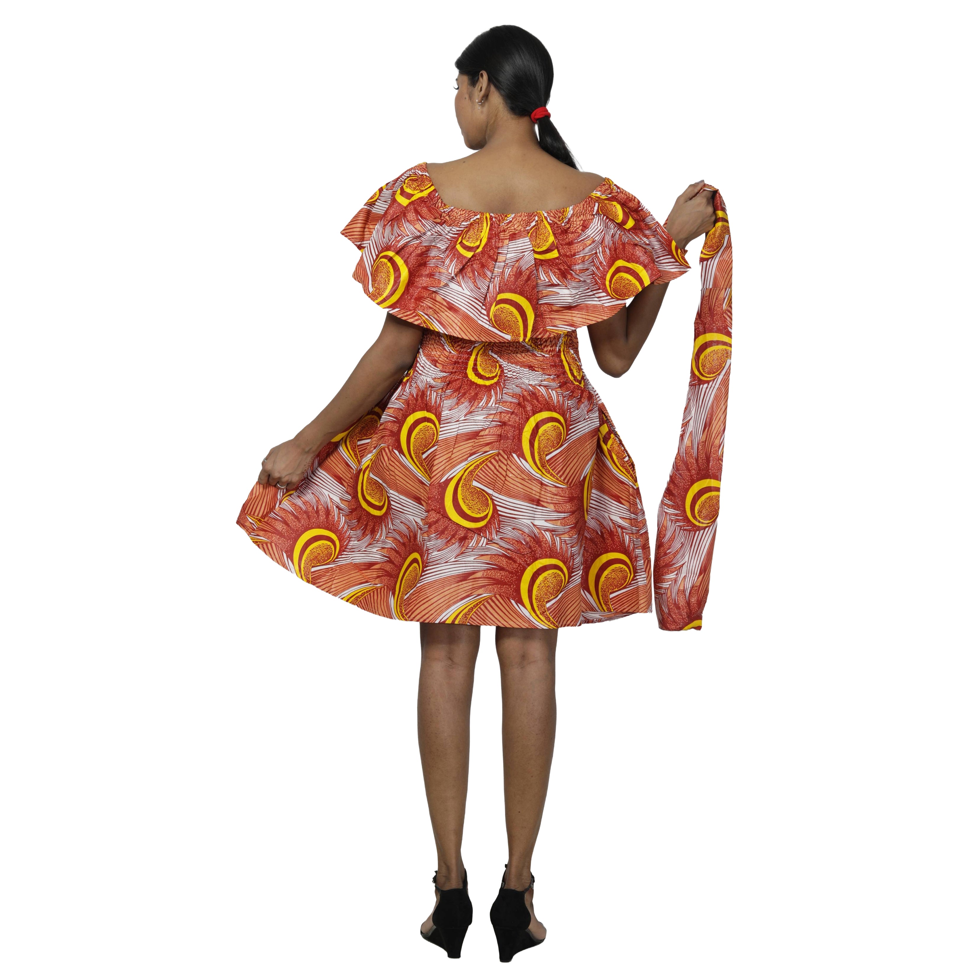 Women's Off Shoulder Smocking Mini Dress -- FI-3014 mini