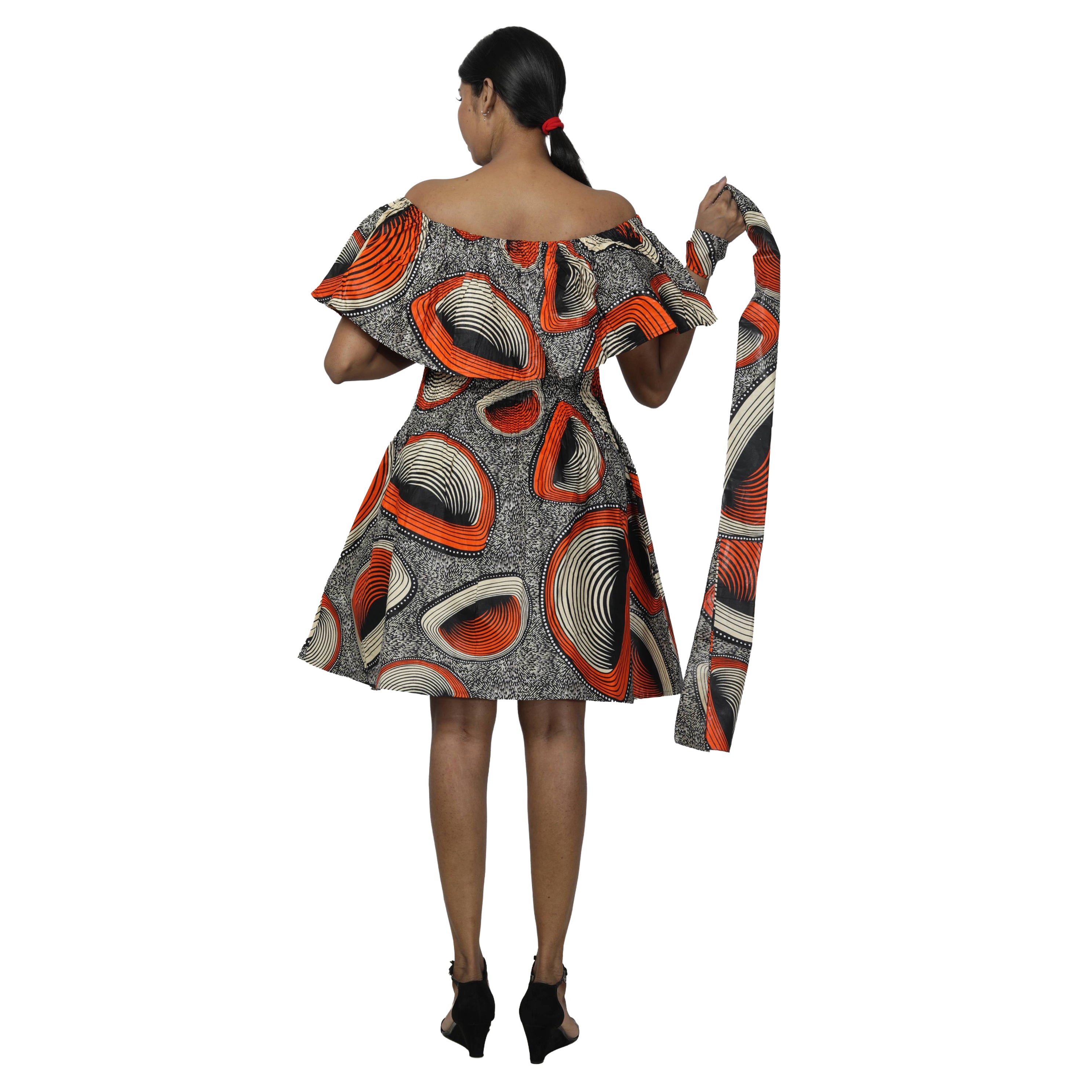 Women's Off Shoulder Smocking Mini Dress -- FI-3014 mini