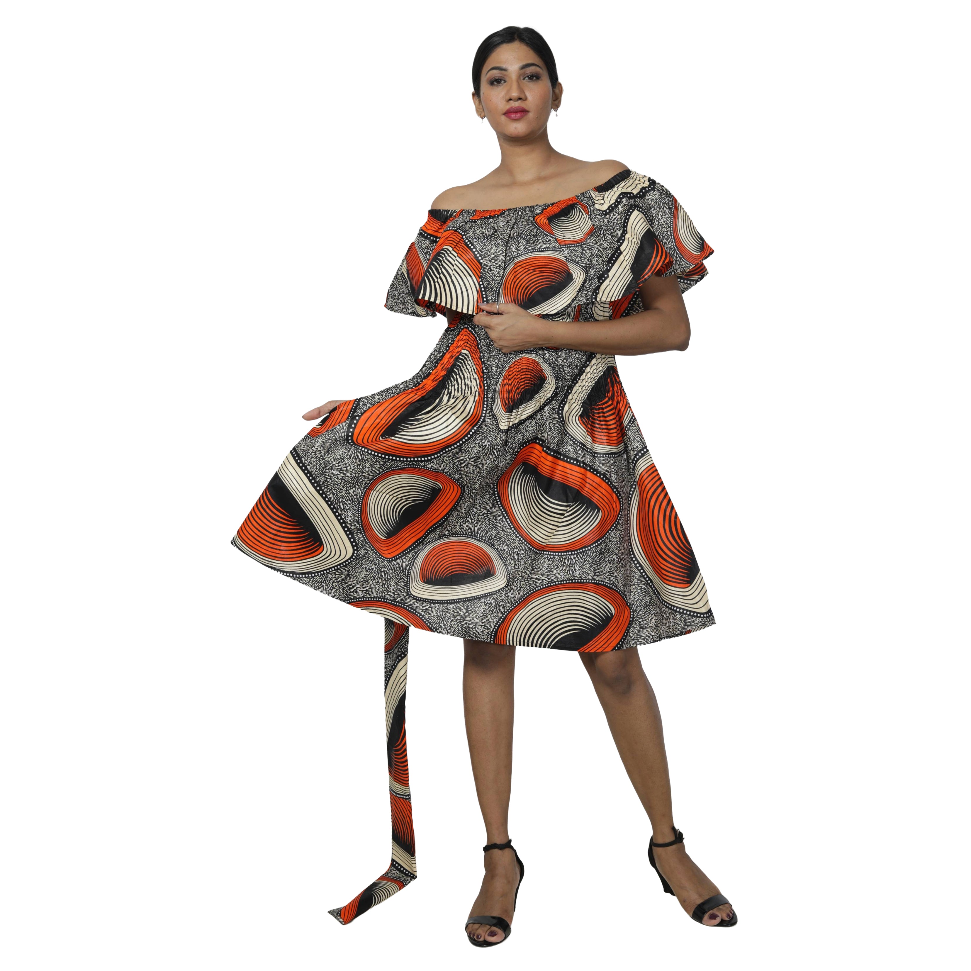 Women's Off Shoulder Smocking Mini Dress -- FI-3014 mini