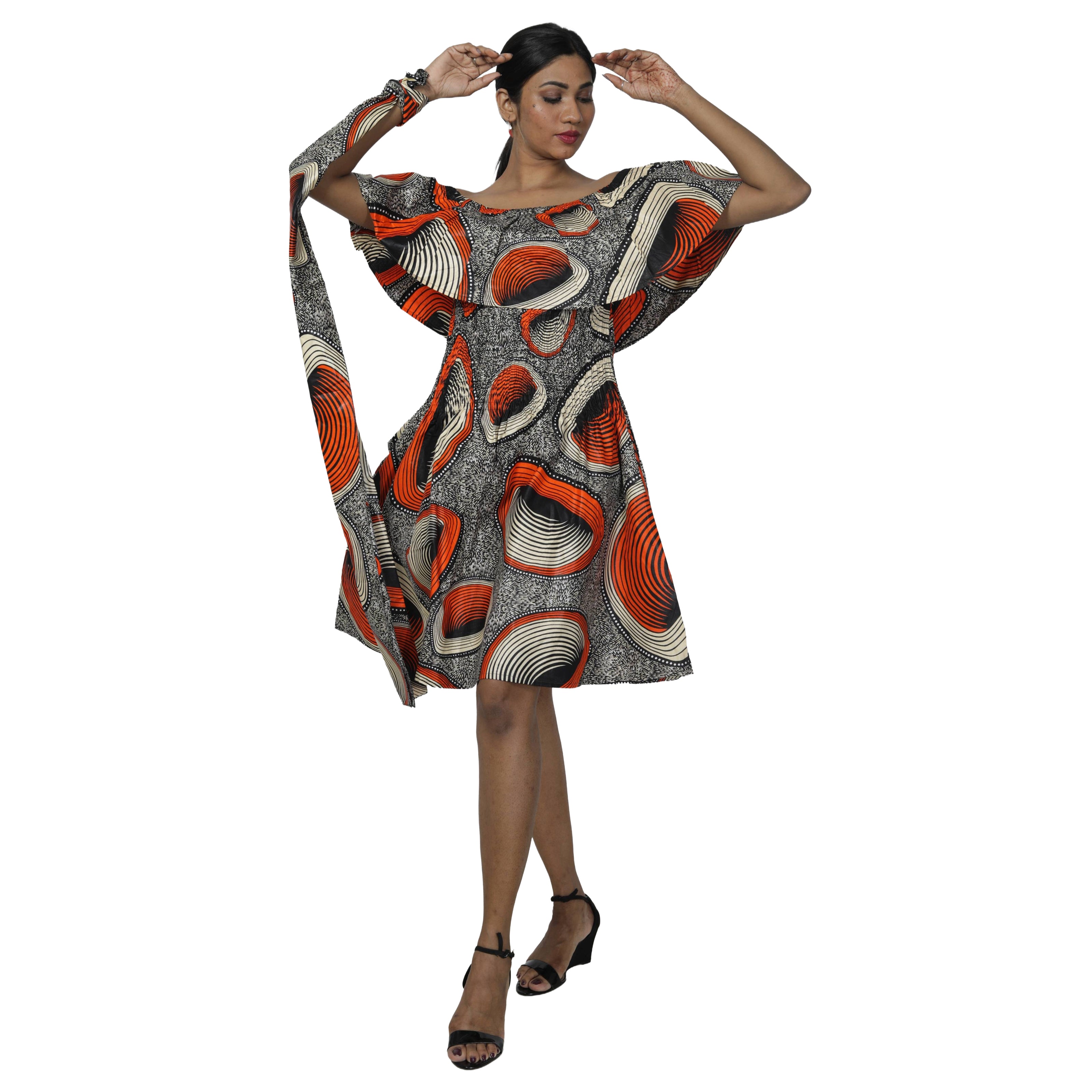 Women's Off Shoulder Smocking Mini Dress -- FI-3014 mini