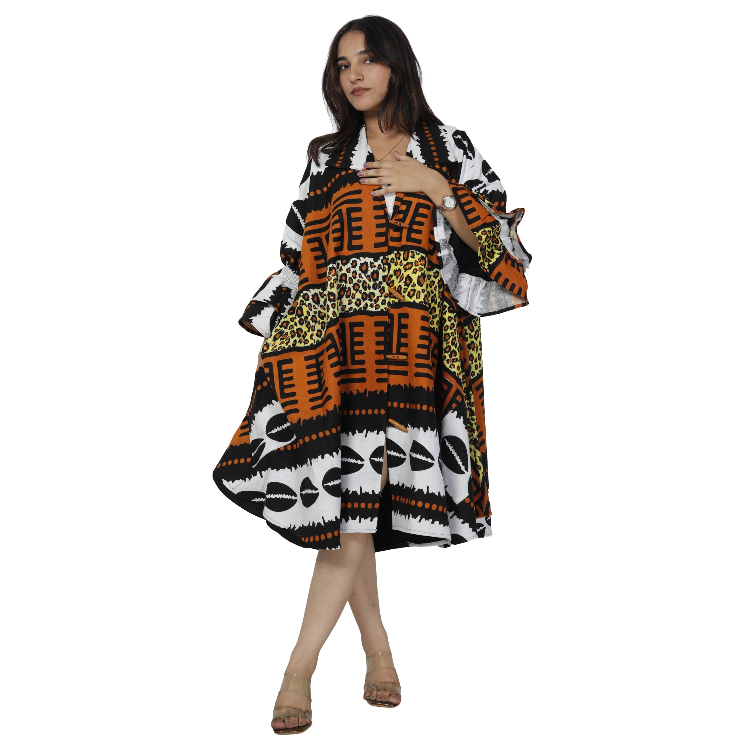 Women's Toggle Ruffle Sleeve Jacket -- FI-3144