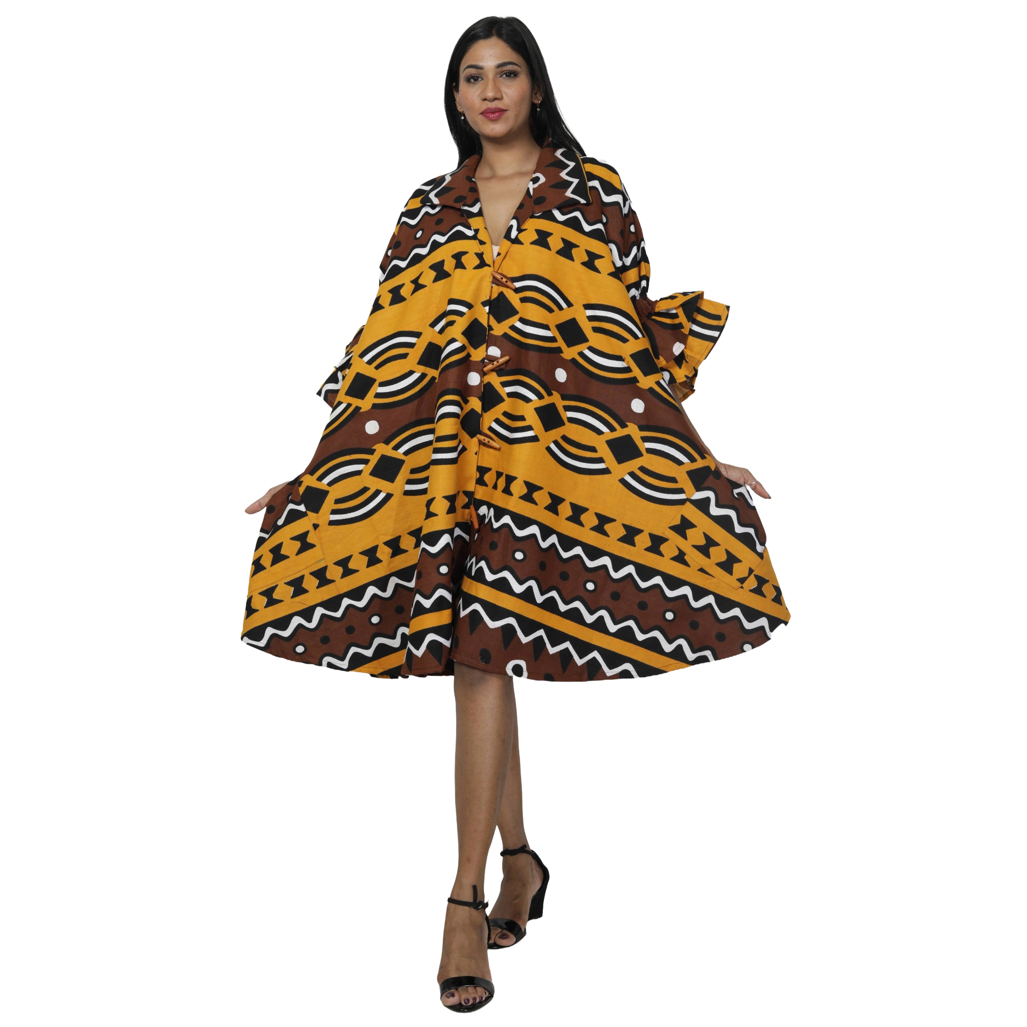 Women's Toggle Ruffle Sleeve Jacket -- FI-3144