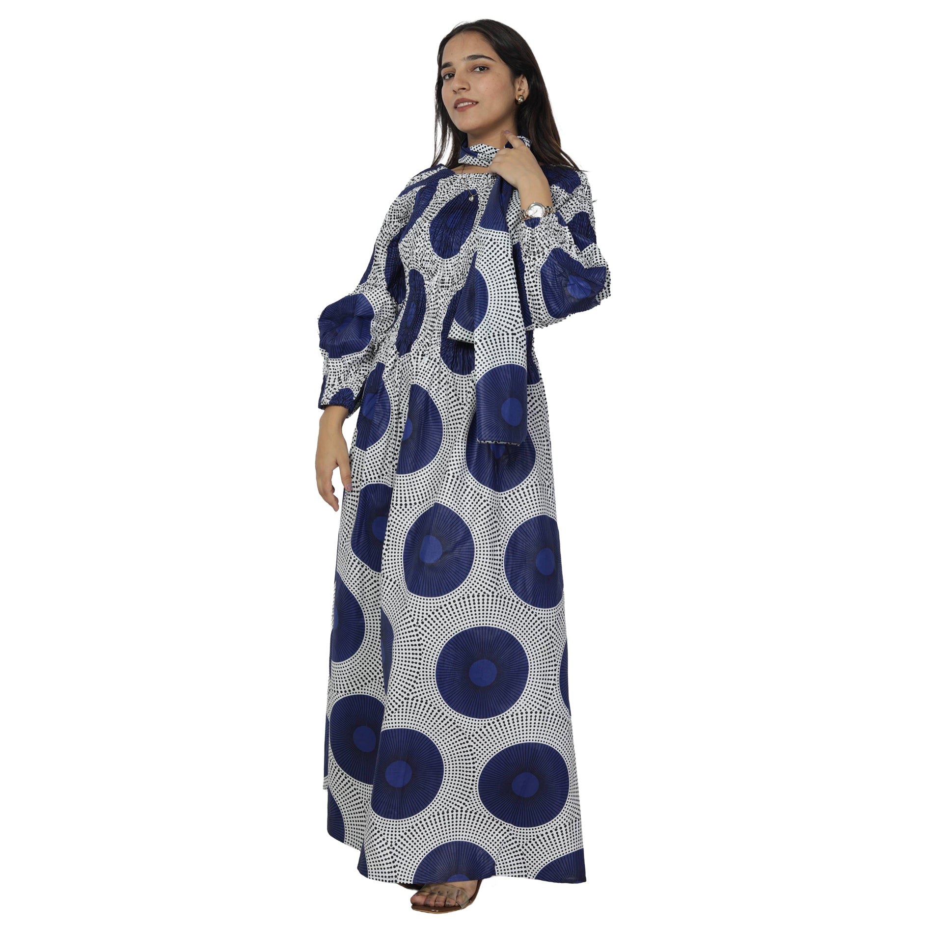 Women's African Printed Off Shoulder Maxi Dress -- FI-50084